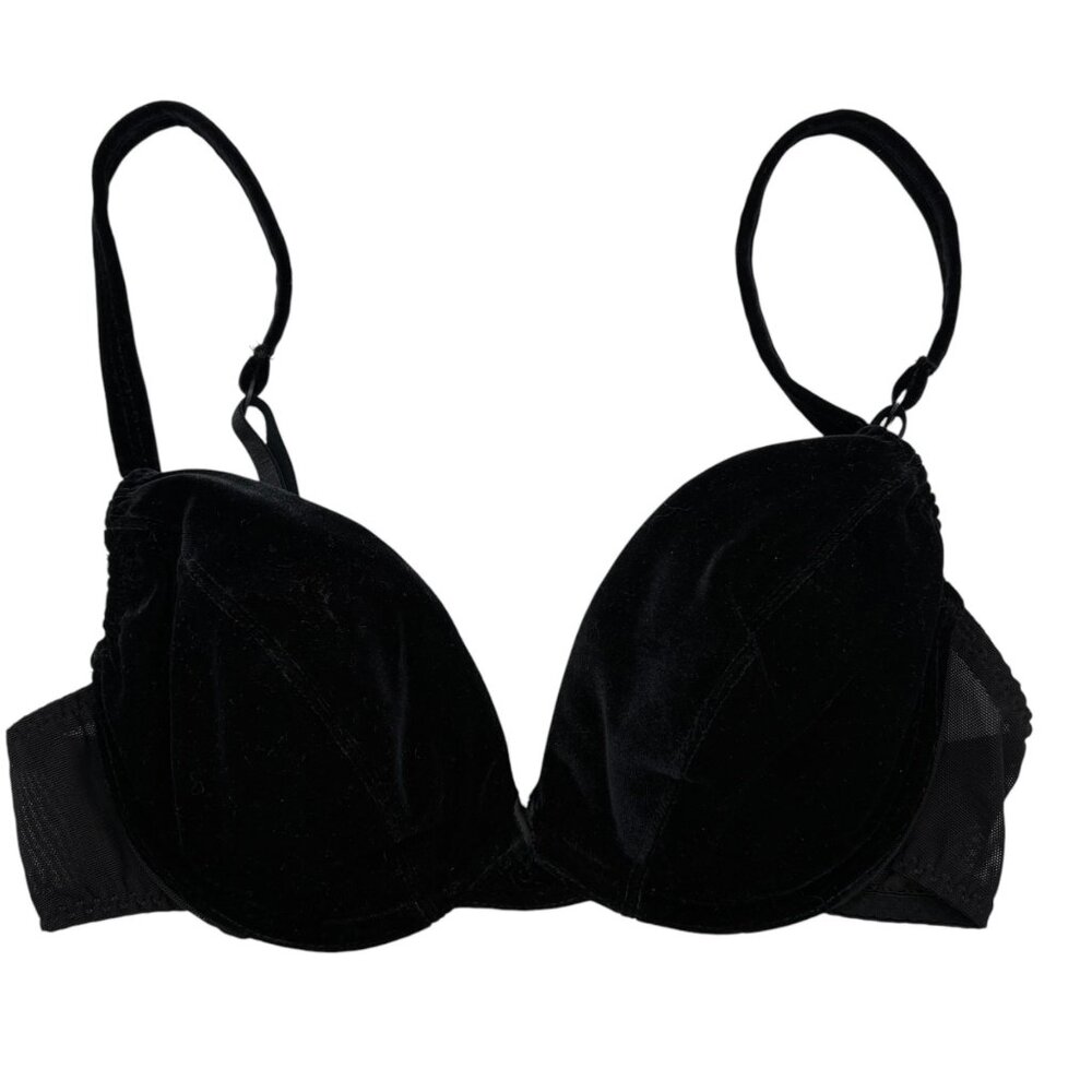 Warners Velvet Bewear Bra 36B Black Vintage